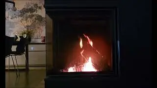 Vrai feu de cheminée filmé dans un chalet des Alpes – Ambiance authentique