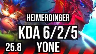 HEIMERDINGER vs YONE (TOP) | 500+ games | KR Master | 25.8