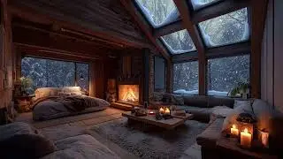 Warm Fireplace & Gentle Snow ❄️ Winter Ambience for Study, Sleep & Stress Relief