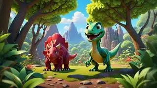 Five Rainbow Dinosaurs Stomp and Roar | Colorful Dinosaur  Song | Nursery Rhymes and Learning Songs
