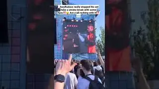 Joey Badass really stopped his set take a smoke break with some fans‼️😂 Are y&rsquo;all rocking with it⁉️👀