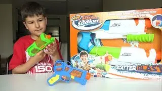 Nerf Super Soaker Scatter Blast Water War Battle on kids channel SanSanychTV