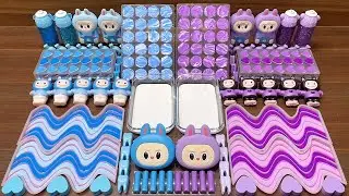 BLUE vs PURPLE LABUBU I Mixing Random into GLOSSY Slime I Satisfying Slime #919