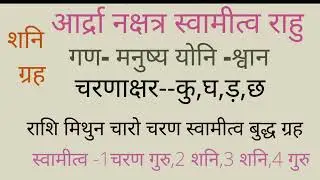 आर्द्रा नक्षत्र पार्ट -6 शनि ग्रह का सम्पूर्ण फल