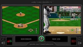 World Series Baseball '95 (Sega Genesis vs Sega 32X) Side by Side Comparison