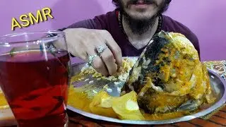 Eating big fish head with rice | asmr eating sound | by Govindrai Raikar