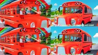 Wheels On The Animal Bus Remix Sound Variations in 60 Seconds | Nursery Rhymes & Bubble Pie 