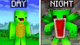 Mikey Becomes a Scary Monster at Night in Minecraft Challenge - Maizen JJ and Mikey
