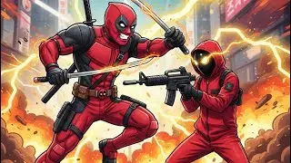 Deadpool vs Squid Game Red Guard &ndash; Who Wins This Epic Battle?! 🔥