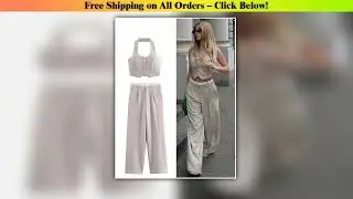 HH Women Fashion Solid Vest Pant Suit Single Breasted Halter Cropped Vests Top High Waist