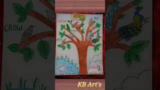 Birds chart paper /School kids @kbarts💖 #trending #art #kidsproject #viral