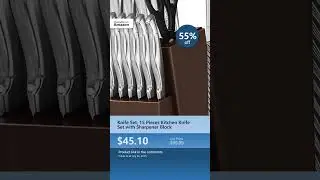 Knife Set, 15 Pieces Kitchen Knife Set with Sharpener Block