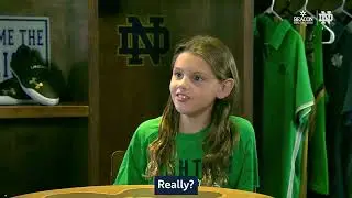Our Junior Irish Reporter Was Fired Up To Ask The Hard-Hitting Questions 🤩 | Notre Dame Football