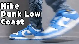 (4K) Nike Dunk Low Coast unboxing/Nike Dunk Low sail on feet review/Nike Dunk Low retro blue