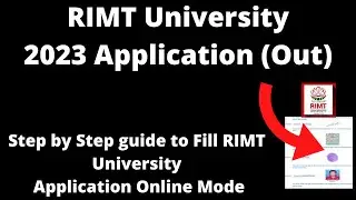 RIMT University Admission 2023 Application (Started)- How to Fill RIMT Application Form Online Mode