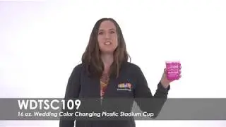 Custom Wedding Cups - 16 oz. Wedding Color Changing Plastic Stadium Cup WDTSC109