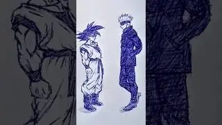 Speed Drawing StickMan 💀 Goku VS Gojo 😳#shorts #drawing #anime #goku #gojo #dbz #jjk