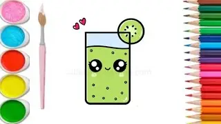 How to draw Cute Kiwi 🥝 drink/Easy drawing/simple drawing ideas for beginners
