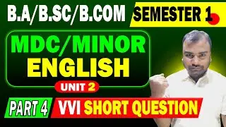 Minor/MDC English 1st Semester Unit 2 Important Short Question | MDC English BA/B.Sc Semester 1