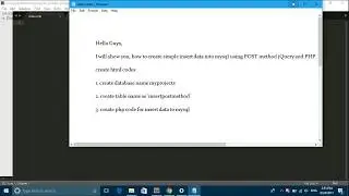 How to create insert form data using jQuery post() method with PHP and MySql without refresh page