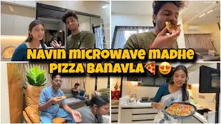 Navin microwave madhe pizza banavla🍕😍 rushi and aarohi argument 😩