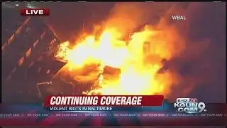 Building on fire in Baltimore