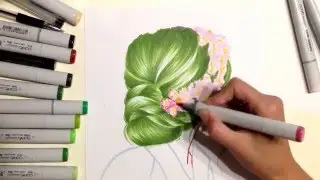 Fashion art - how to draw colored hair ( как рисовать цветные волосы) Yana Gorbatiyk, copic sketh