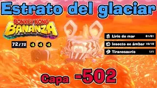 Todos los SECRETOS BANANAS Y FÓSILES Estrato del Glaciar capa -502 DONKEY KONG BANANZA