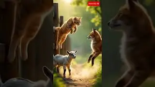 Cat Saves Baby Goat from Danger Part 2 🐱🐐 #Shorts