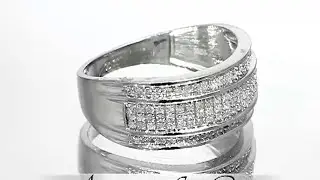 10K White Gold Mens Diamond Wedding Band 0.38 Ctw