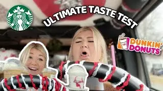 THE ULTIMATE HOLIDAY DRINK TASTE TEST *starbucks vs dunkin* | vlogmas day 8
