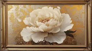 Gold Framed Vintage Luxury Peony TV Art Golden Frame TV Art Display Classic Art Frame TV (No Music)