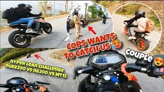 Hyper leans on Republic day ride || Duke390 vs Ns200 vs MT15 || Lava Cops vs Riders 🔥