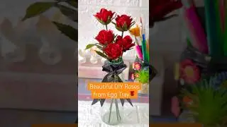 DIY Egg Tray Roses🌹✨ #diy #craft #artshorts #viralvideo #youtubeshorts