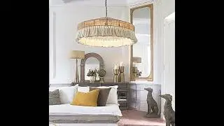 Bohemian Large Jute Rope Drum Chandelier With Cotton Fringe - Zepboo#lightingdesign #lamp #lampshade