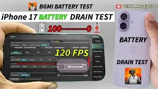 IPHONE 17 BGMI BATTERY DRAIN TEST 100 TO 0 | IPHONE 17 120 FPS BGMI BATTERY TEST WITH RECORDING
