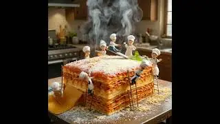 Mini Workers Cooking the Yummiest Lasagna Ever!#shorts