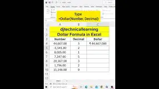 Dollar Formula in Excel | Dollar Function in Excel | #dollar #dollarformula #microsoftexcel #tips