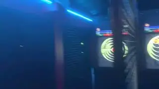 Mobile Axe Throwing Trailer at Night