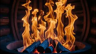 Cozy Relaxation & Firelight Peace &ndash; 12H Warm Barrel Fireplace with Flowing Golden Flames