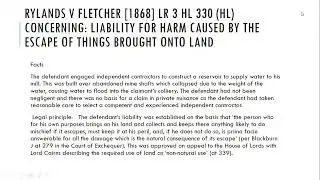 RULE IN RYLANDS V FLETCHER-    2022 GSL ENTRANCE EXAMINATION REVISION  ( LAW OF TORT)