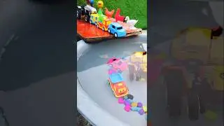 tractor water pushing 3 cars and animals toys car in pit #jcbtoy #jcb #jcbjcb #jcbvideo #vairal