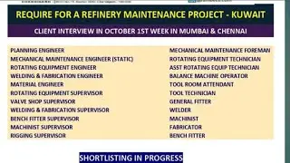 Kuwait Refinery Maintenance Project|October 2022| Varois Posts|Chennai Mumbai |#malayalam #tamil