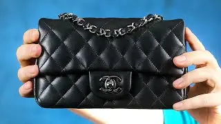 CHANEL bag review - mini rectangular black lambskin CHANEL bag with silver hardware