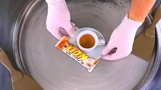 Ice Cream Rolls | how to make rolled Ice Cream with Coffee Latte and white Chocolate Lion Bar | ASMR