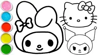 Çocuklar İçin Kolay Ve Sevimli Hello Kitty, Kuromi Ve My Melody Resmi Çizimi Ve Boyama Videosu