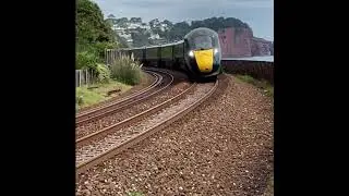 Trains on Teignmouth sea wall and Exeter st David&rsquo;s on 24/8/23