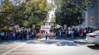 Tim Denson at the ICE Walkout at the UGA Arch in Athens