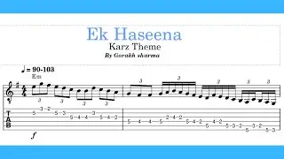 ek haseena thi karz theme / instrumental with chords and tabs/sheet music/Gorakh Sharma/staff notes.