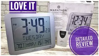 REVIEW Marathon Slim Atomic Wall Clock with Indoor / Outdoor Temperature LARGE DISPLAY I LOVE IT